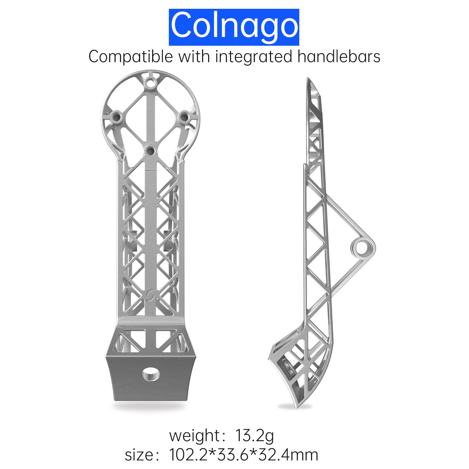 3D-Printed Titanium Bike Computer Mount for Colnago Integrated Handlebars, Ultra-Light, High Strength, Fully Hollowed Design, 1Pcs